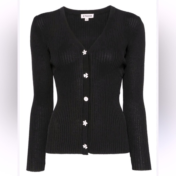 STAUD Cargo Knit Sweater - floral buttons size L - Picture 1 of 9